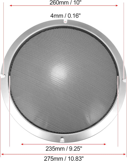X AUTOHAUX 2pcs 10" Speaker Grille Cover, Round Subwoofer Grille Horn Protective Guard, Silver Tone Car Accessories