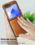 Foluu Samsung Galaxy Z Flip 6 5G Case, Yellow Leather + Hard PC Shell Ultra Thin Slim Durable Protective Cover