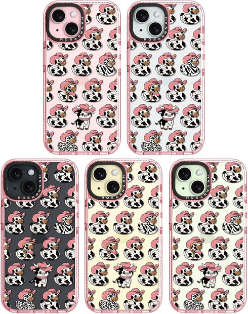 Rosarnnah 15 6.6 (6.1") for iPhone Case Cute - Durable Shockproof ft Drop Impact Phone Case - Funny Milk Cow Ducky