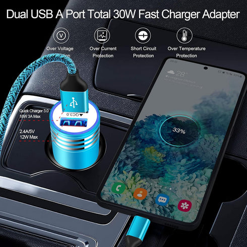 Android Phone USB Type C Fast Charger for Samsung Galaxy A Series, Dual Car Charger Wall Block C Charging Cable