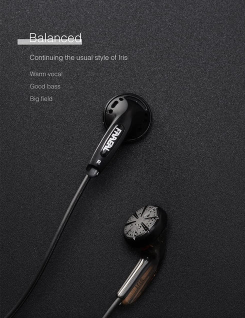 FAAEAL Iris Ancestor in-Ear Earphones, Super Bass 3.5mm Wired Headphones, Earbuds Without/with HD Microphone, Balanced Sound 32ohm Flat Head Earbuds for Smartphones (with Mic, Black)