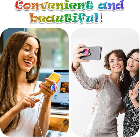 Honoson 9 Pieces Cell Phone Grip Holder, Colorful Collapsible Self-Adhesive Finger Ring for Smartphone and Tablets