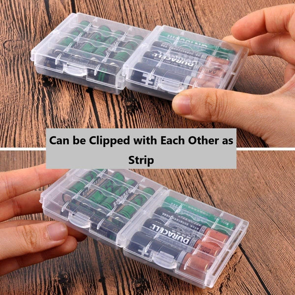 Battery Case for AA/AAA Batteries - Compact Portable Organizer Storage Case, Clear Protective for Home/Office/Travel (4
