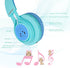 Riwbox Kids Headphones, CT-7S Cat Ear Bluetooth Headphones, 85dB Volume Limiting, LED Light Up Over Ear with Microphone