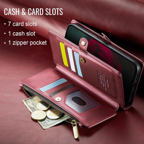 Defencase 15 15 6.1", Compatible with iPhone Case Wallet with RFID Blocking Card Holder for Women and Men, Fashion PU