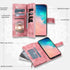 Asuwish Wallet Case for Samsung Galaxy S10e - Mandala Flower, Zipper Slot, Tempered Glass Protector, Rose Gold.