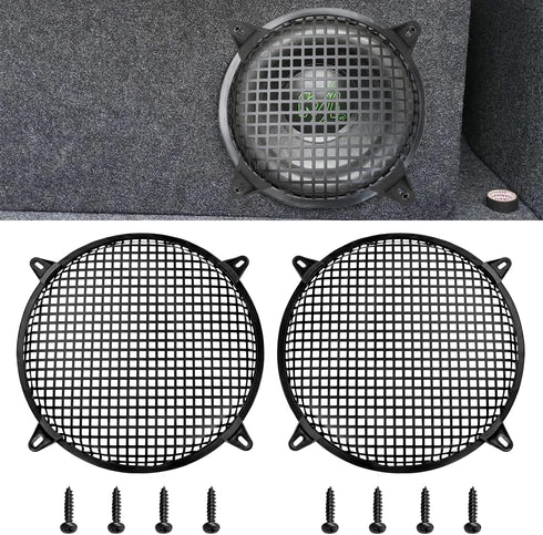 12" Car Audio Speaker Grill Cover: Subwoofer Metal Mesh-Waffle Grill Cover Protector with Rubber Frame (Pack of 2)
