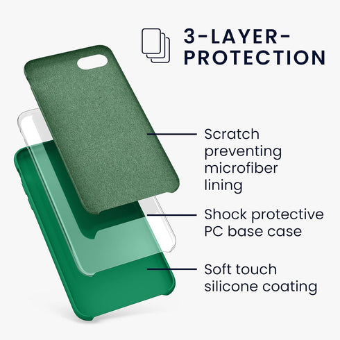 kwmobile TPU Silicone Case for Apple iPhone SE (2022/2020), iPhone 8/7 - Soft Finish Phone Cover, Emerald Green