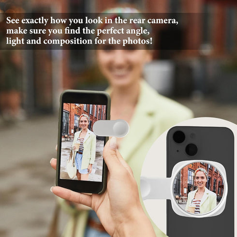 Esdallina Phone Rear Camera Selfie Mirror - See How You Look in the Back Camera - for High Definition Photos (White)