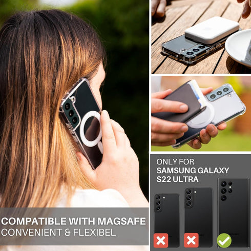 Samsung Galaxy S22 Ultra Magnetic Case for MagSafe - Shockproof Transparent Clear Phone Case Funda for S22 Ultra.