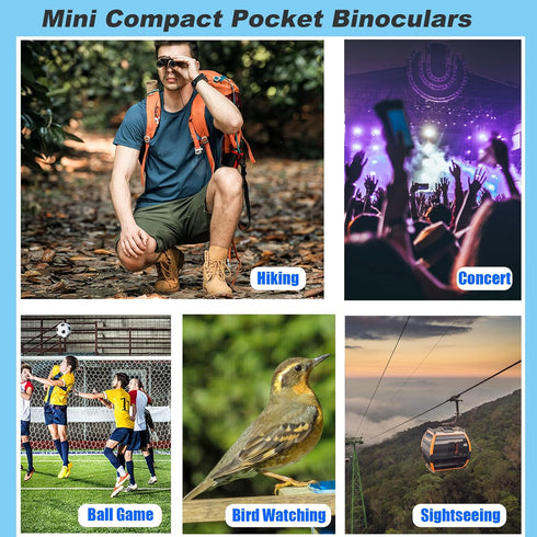 8x21 Mini Compact Pocket Binoculars, Lightweight Foldable Small Binoculars for Adults Kids, Bird Watching, Travel