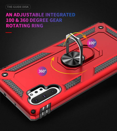 Military Grade Shockproof Case for Samsung Galaxy Note 10 Plus, 5G Metal Rotating Ring Kickstand Holder