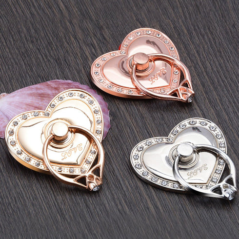 Phone Stand, Luxury Updated Re-Usable Metal Stainless Phone & Tablet Anti Drop Ring Holder with Diamonds for iPhone,