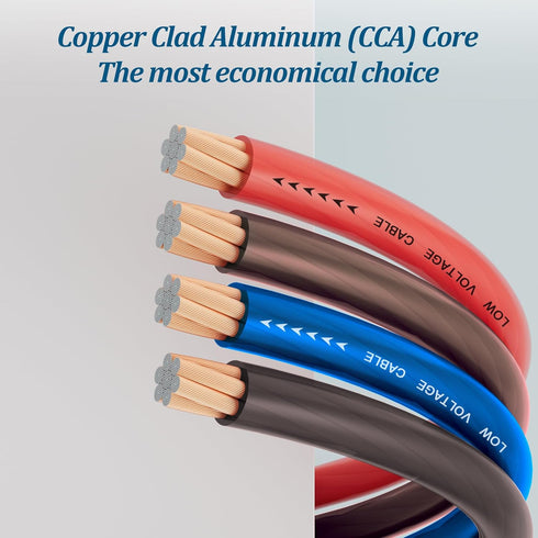 10 Gauge Wire (50FT Each, Black/Red/Blue/Brown), 4-Pack Automotive Power Ground Cable