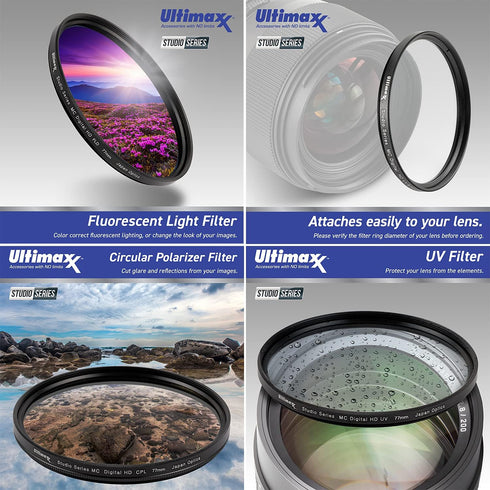 Ultimaxx 55MM Complete Lens Filter Accessory Kit for Nikon D3400 D3500 D5500 D5600 with Telephoto & Wide Angle