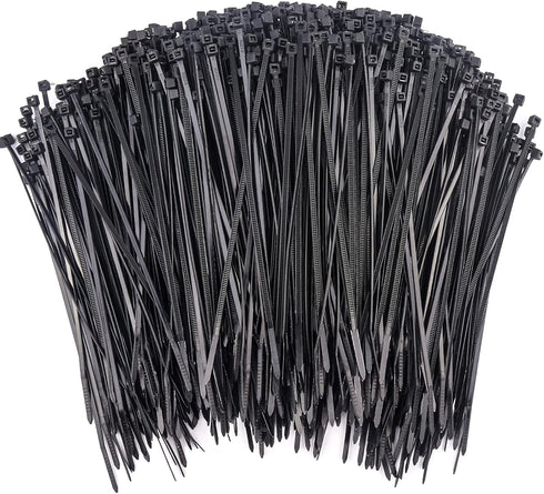 500 Pcs Zip Ties - 8 Inch Self-Locking Nylon Cable Ties, Heavy Duty Plastic Wire Wraps for Indoor and Outdoor (Black)