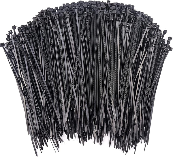 500 Pcs Zip Ties - 8 Inch Self-Locking Nylon Cable Ties, Heavy Duty Plastic Wire Wraps for Indoor and Outdoor (Black)