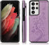 Samsung Galaxy S21 Ultra Phone Case, Purple, with Tempered Glass Screen Protector, Card Holder Wallet Cover, Stand Flip