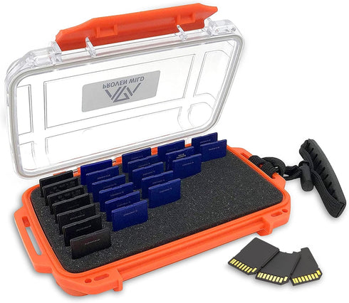Proven Wild SD Card Holder | Waterproof, Durable Case Holds 35 SD Cards Upright | Standard Memory Card Holder for DSLR