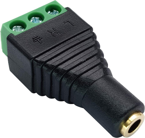 3 Pole 3.5mm Screw Terminal Stereo Audio Female to 3 Pin Female Screw Terminal Double Track Headphone Balun Adapter (5