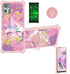 jioeuinly Gold Glitter Luminous Vortex HD62 Case with Tempered Glass Screen Protector and Ring Support