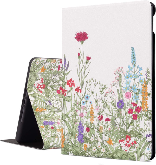 for iPad 9th Generation Case - Multi-Angle View Adjustable Stand, Auto Wake/Sleep, Flowers, 10.2 Inch