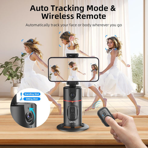Auto Face Tracking Phone Holder, Magnetic Tripod with 360 Rotation & Remote, Smart Shooting Camera Mount for Live Video