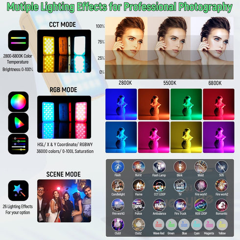 Weeylite S03 RGB Camera Light, App Control Small LED RGBW Video Light, Portable Photography Lighting with Built-in