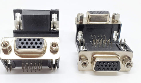 Pro D-Sub High Density DBHD15 Female Right Angle PCB Mount Connector, 10-Pack, 90 Degree D-Sub RHD15F - PC Accessories