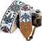 Padwa Lifestyle Camera Strap for DSLR/SLR Cameras - Double Layer Cowhide Ends, 2" Wide Vintage Embroidered Cotton Strap