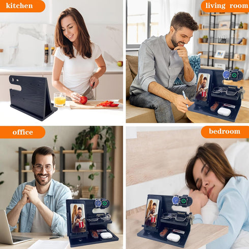 VEIYAILU Gifts for Dad Men Mom Women from Daughter Son Birthday Gifts Nightstand Organizer Mens Wood Phone Docking