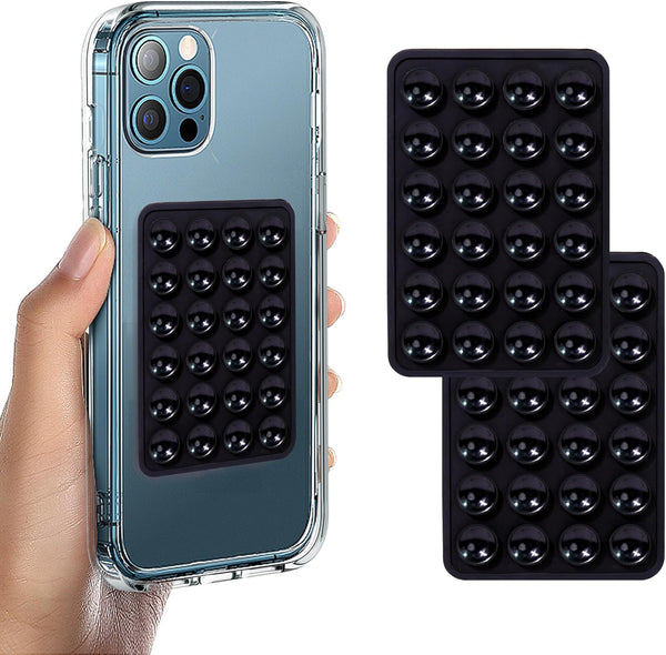 Suction Phone Case Mount, 2Pcs Silicone Grip Compatible with iPhone and Android Cases, Anti-Slip