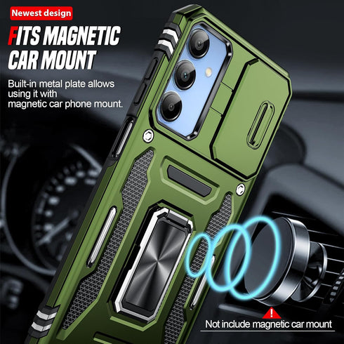 LeYi Samsung Galaxy A15-5G Case with Screen Protector, Magnetic Kickstand, Shockproof Kickstand Capa Celular, Olive