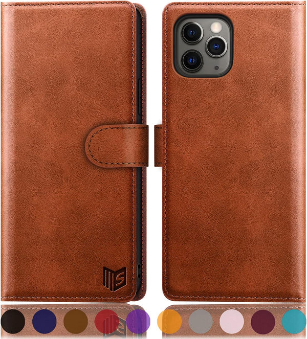 SUANPOT for iPhone 11 Pro 5.8" (Non 11 6.1"/11 Pro Max) with RFID Blocking Leather Wallet Case, Shockproof Cover for