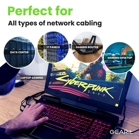 6 1 (10 Pack) Cat6 1ft 10Gbps 550MHz 24AWG RJ45 GEARit Cat Ethernet Patch Cable ft Black Patch Cables Black/Ethernet