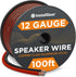 InstallGear 12 Gauge Wire AWG Speaker Wire, 100ft - Red/Black, Speaker Cable for Car Speakers Stereos, Home Theater