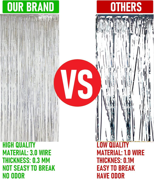 Dazzle Bright 2 Pack Backdrop Curtain, 3FT x 8FT Metallic Tinsel Foil Fringe Photo Booth Background for Party Decor,