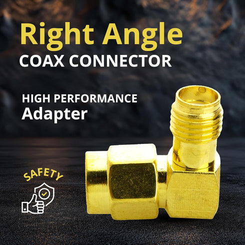 Right Angle Coax Connector, Male to Female Adapter for 90 Degree Coaxial Connection, 2 Pack