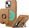 TUCCH Case for iPhone 15, Removable Card Wallet, RFID Blocking, Magnetic Wireless Charging, Brown, Compatible with