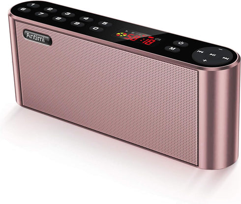Bluetooth Speaker with FM Radio Player, Portable Wireless Stereo with HD Sound, Built-in Microphone, Enhanced Bass