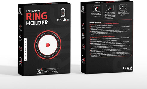 Gravit:e Ultra Strong Magnetic Phone Ring Holder and Stand, Instant Install and Removal, Adjustable Angles, Sleek