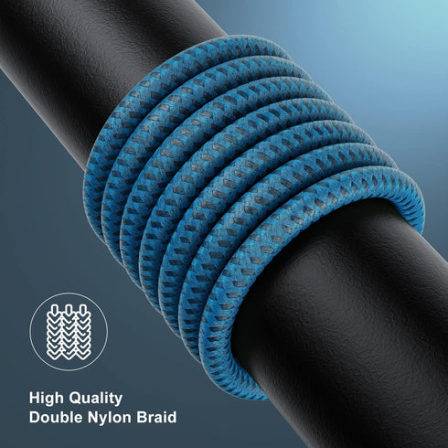 Essri 3 Pack 3FT iPhone Charger Cord, Nylon Braided Lightning to USB Cable Compatible with iPhone 14, 13, 12, 11, Blue
