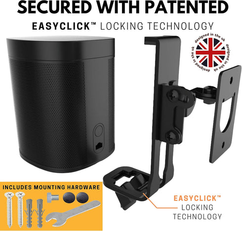 ONE, ONE Gen 2, ONE SL, Play:1 Wall Mount Bracket, Black, Compatible with Sonos ONE Series