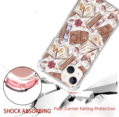 Aesthetic Butterfly Book Phone Case for iPhone 15 Plus, Vintage Brown Trendy Cool Girl Boy Silicone Shockproof TPU