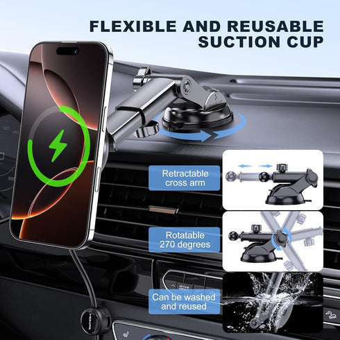 MOKPR 17 16 15 14 13 12 for Mag-Safe Car Mount Charger, Magnetic Phone Holder for Your Car Charger Dash Windshield Vent