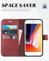 TUCCH Wallet Case for iPhone 8 Plus/7 Plus, Dark Red Magnetic Closure with Card Slots Money Pouch, Stand PU Leather