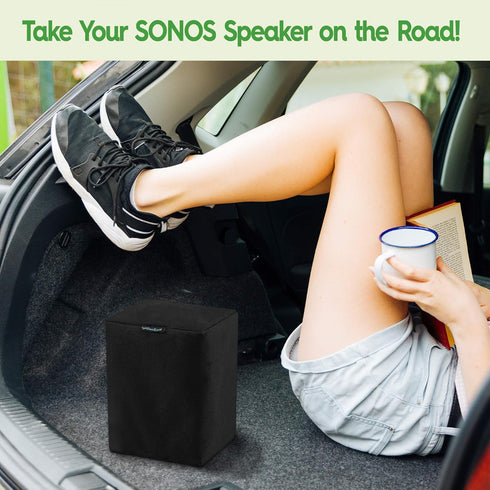 Two Black Heavy Duty 600D Outdoor Sonos Speaker Covers, Protection for Sonos Play:1, One & SL Speakers