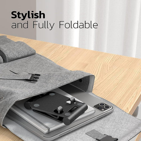 LOKLNEYK 17 16 15 14 13 12 11 8, Foldable Cell Phone Stand, Fully Adjustable Dual Foldable Desktop Phone Holder Cradle