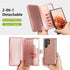 Varikke Detachable Wallet Case for Galaxy S22 Ultra, Glitter Leather Strap Magnetic Flip Cover for Women - Rose Gold