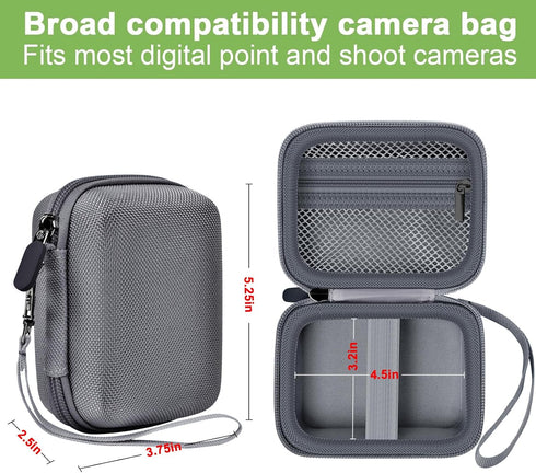 Digital Camera Case for VAHOIALD FHD 1080P, CAMKORY, KODAK PIXPRO FZ45-BK, Holder for SD Card - Grey (Box Only)